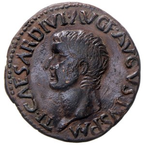 Römische Münzen des Römischen Reiches – Tiberius (14–37) Asse aus Illici in Hispania – Kopf...
