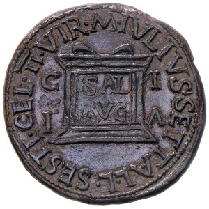 Römische Münzen des Römischen Reiches – Tiberius (14–37) Asse aus Illici in Hispania – Kopf...