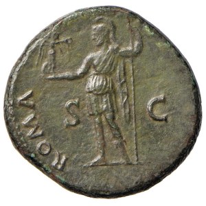 Römische Münzen des Römischen Reiches – Vespasian (69–79) Sesterz – Bekrönter Kopf auf der Vorderseite...