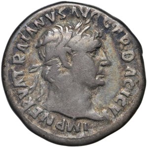 Römische Münzen – Kaiserreich – Trajan (98–117) Denar – Bekrönter Kopf nach rechts – R...