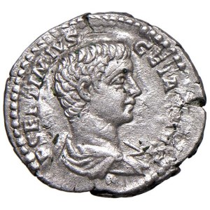 Roman Empire Coins - Geta (211–215) Denarius - Draped bust facing right -...