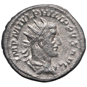 Römische Münzen des Römischen Reiches – Philipp I. (244–249) Antoninianus – Strahlenumkränzte Büste mit …