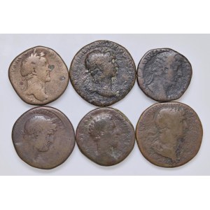 Roman Empire Coins - Set of six sesterces as shown in the photo. To be examined, ...