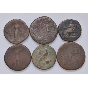 Roman Empire Coins - Set of six sesterces as shown in the photo. To be examined, ...