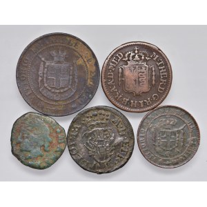 Italian coins - Set of five coins for examination, as shown in the photo....