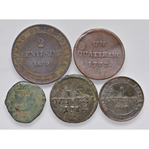 Italian coins - Set of five coins for examination, as shown in the photo....
