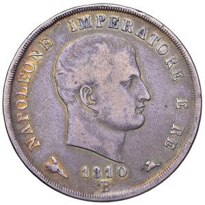 Napoleonic coins minted in Italy - Napoleone (1805-1814) Bologna - 5 Lire 1810 puntal...