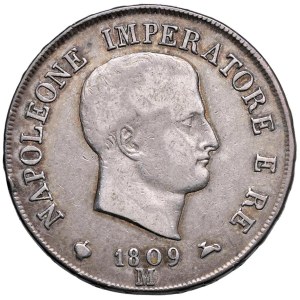 Napoleonic coins minted in Italy - Napoleon (1804–1814) Milan - 5 Lire 1809 Edge...