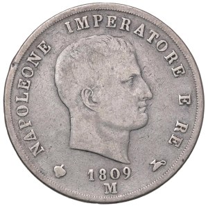 Napoleonic coins minted in Italy - Napoleon (1805–1814) Milan - 5 Lire 1809, with dots...