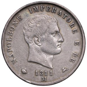 Napoleonic coins minted in Italy - Napoleon (1805–1814) Milan - 5 Lire 1811, with markings...