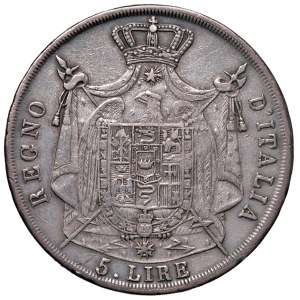 Napoleonic coins minted in Italy - Napoleon (1805–1814) Milan - 5 Lire 1811, with markings...
