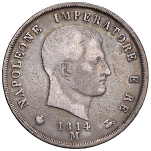 Napoleonic coins minted in Italy - Napoleon (1805–1814) Milan - 5 Lire 1814, with points...
