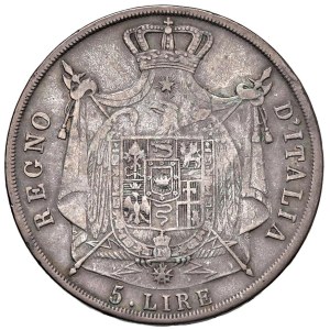 Napoleonic coins minted in Italy - Napoleon (1805–1814) Milan - 5 Lire 1814, with points...