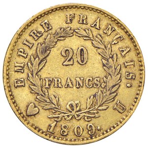 Napoleonic coins minted in Italy - Napoleone (1805-1814) Torino - 20 Franchi 1809 - G...