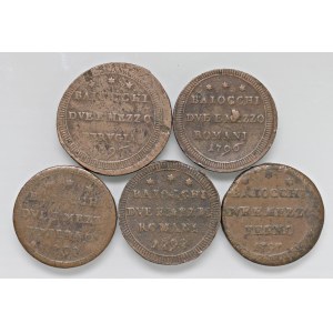 Papal Coins - Pius VI (1775–1779) Set of five sampietrini of various...