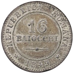 Papal Coins - Roman Republic (1848–1849) 16 Baiocchi 1849 - N...