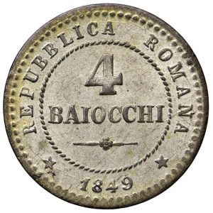 Monety papieskie – Republika Rzymska (1848–1849) 4 baiocchi 1849 – Nr...