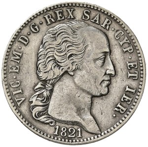 Savoy coins - Vittorio Emanuele I (1814-1821) 5 Lire 1821 - Nomi...