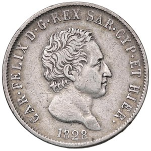Pièces de Savoie - Charles-Félix (1821-1831) 5 lires 1828 G - Nomisma 5...