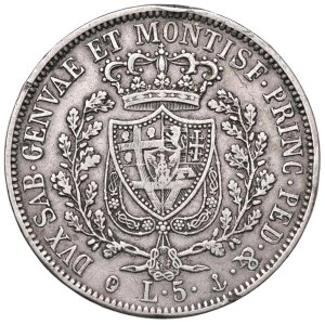 Pièces de Savoie - Charles-Félix (1821-1831) 5 lires 1828 G - Nomisma 5...