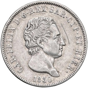 Pièces de Savoie - Charles-Félix (1821-1831) 5 lires 1830 G - Nomisma 5...