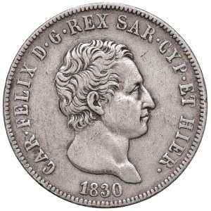 Pièces de Savoie - Charles-Félix (1821-1831) 5 lires 1830 T - Nomisma 5...