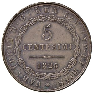 Savojské mince – Carlo Felice (1821–1831) 5 centesimů 1826 G (P) – ...