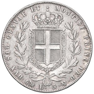 Pièces de Savoie - Charles-Albert (1831-1849) 5 lires 1844 G - Nomisma ...
