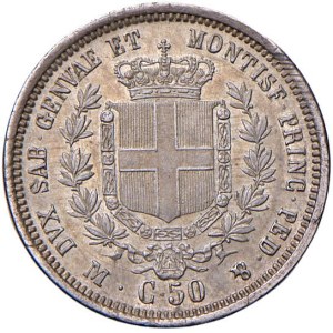 Savojské mince – Viktor Emanuel II. (1849–1861) 50 centesimů 1860...