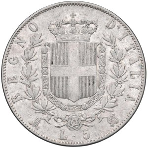 Pièces de monnaie de Savoie - Victor-Emmanuel II (1861-1878) 5 lires 1872 M - N...