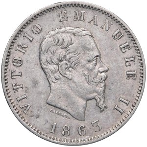 Savoy Coins - Victor Emmanuel II (1861–1878) 1863 Lira with M and coat of arms...