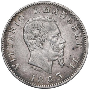 Savoy Coins - Victor Emmanuel II (1861–1878) 1863 Lira with M and coat of arms...