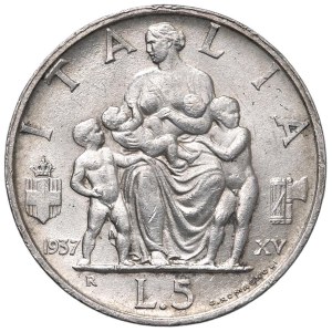 Savojské mince – Viktór Emanuel III. (1900–1946) 5 lír 1937 – Č. ...