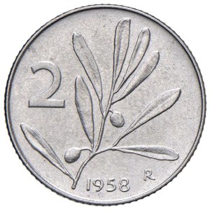 Italian Republic - REPUBBLICA ITALIANA (1946–) 2 Lire 1958 - Gig. 334...