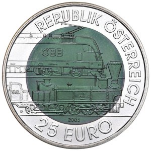 Foreign Coins - AUSTRIA 25 Euro 2004 150 Years of the Semmering Railway - AG ...
