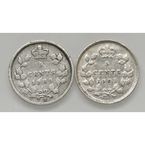 Foreign Coins - CANADA Victoria (1841–1901) 5 Cents 1880 H and 1901 ...
