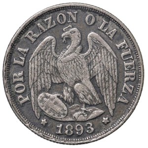 Foreign coins - Chile Decimo 1893 - KM 136.3 AG (2.48 g)...