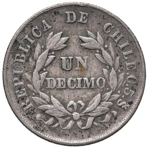 Foreign coins - Chile Decimo 1893 - KM 136.3 AG (2.48 g)...