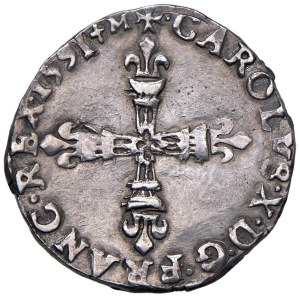 Foreign Coins - FRANCE Charles X (1589–1590) 1/4 Ecu 1591 P - Gad. ...