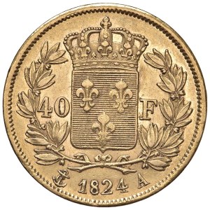 Foreign coins - FRANCIA Carlo X (1824-1830) 40 Franchi 1824 A - KM...