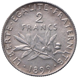 Zahraniční mince – FRANCIE 2 franky 1899 – KM 845.1 AG (9,99 g)...