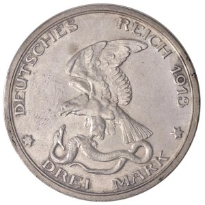 Zahraniční mince – NĚMECKO Vilém II. (1888–1918) 3 marky 1913 A ...