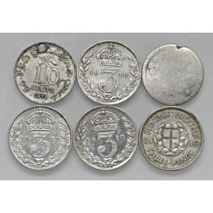 Foreign coins - ENGLAND Set of six coins in AG, as shown in the photo...