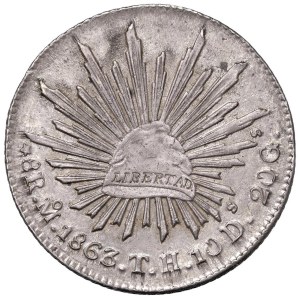 Ausländische Münzen – MEXIKO 8 Reales 1863 Mo TH – KM 377.10 AG (27,1 g...