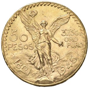 Foreign coins - MESSICO 50 Pesos 1945 - AU (g 41,66) Colpi al bord...