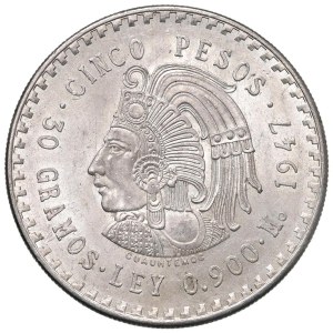Ausländische Münzen – MEXIKO 5 Pesos 1947 – KM 465 AG (29,89 g)...