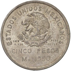 Foreign Coins - MEXICO 5 Pesos 1950 - KM 466 AG (27.82 g) Commemorative...