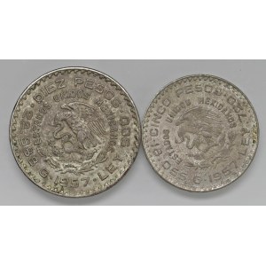 Monety zagraniczne – MEKSYK 10 i 5 peso 1957 – AG (28,79 + 18,07 g) L...