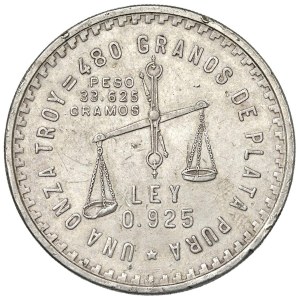 Foreign Coins - MEXICO Ounce 1949 - KM M49a AG (33.54 g) Chip on the ...