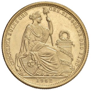 Foreign coins - PERU 50 Soles 1962 - KM 230; Fr. 79 AU (23.39 g)...